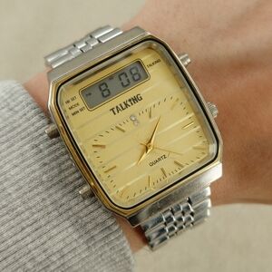 Ultmost Talking JP Ana-Digi Voice Watch Rare Japanese Market 34mm Retro Square